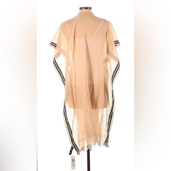 Elegant & Chic Beige Sheer Scarf with Black Stripes— New With Tags Eileen Fisher - Picture 2 of 3